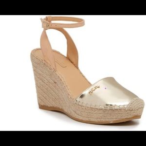Longchamp gold metallic wedges